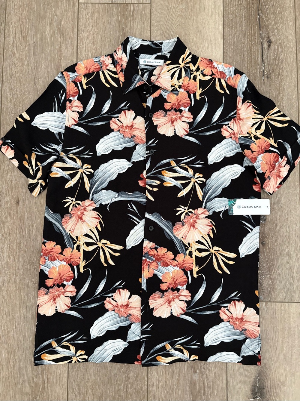 Cubavera Men Tropical Floral Button-front Shirt Small NWT